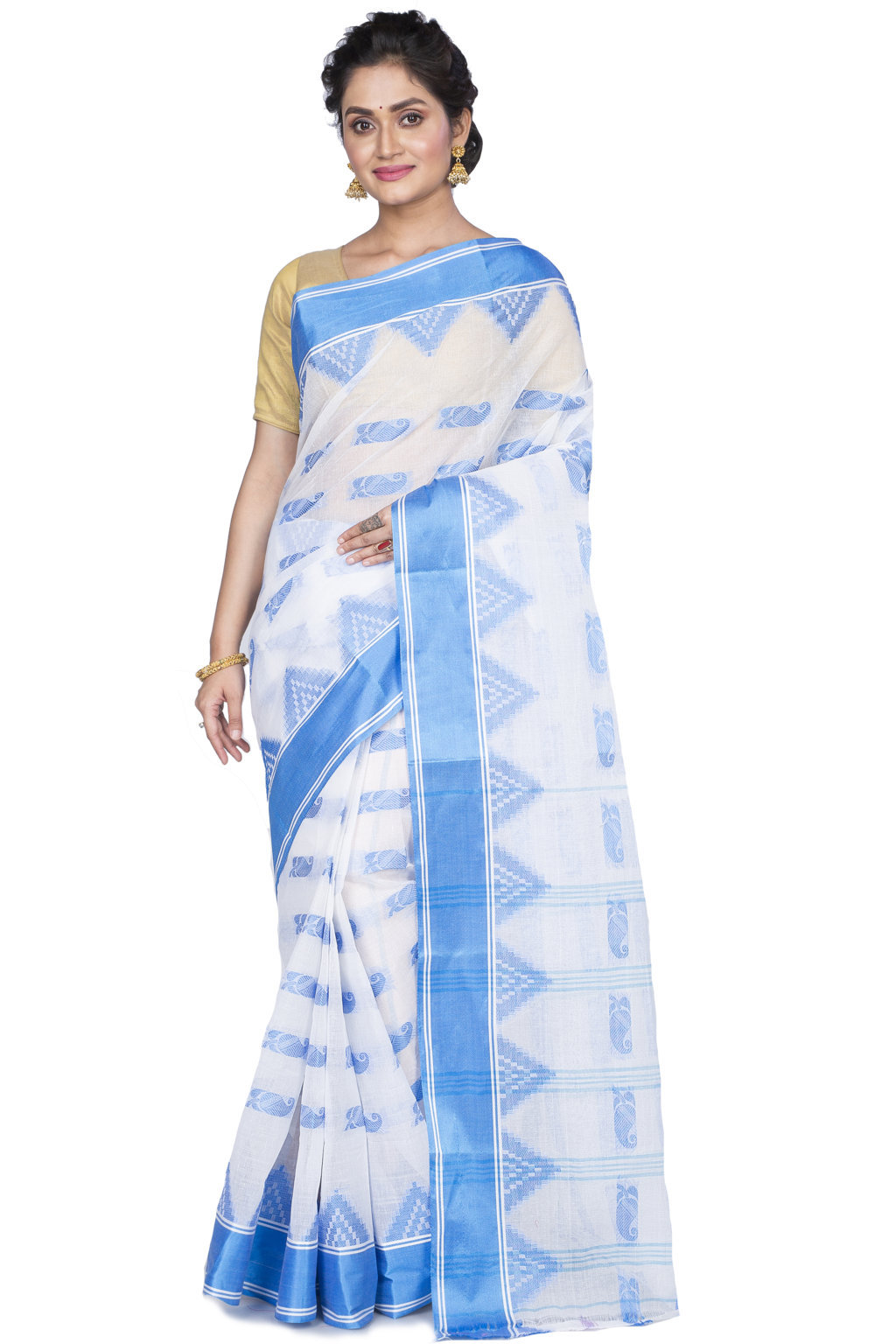 Sky Blue Pure Cotton Archana Tant Saree (172)